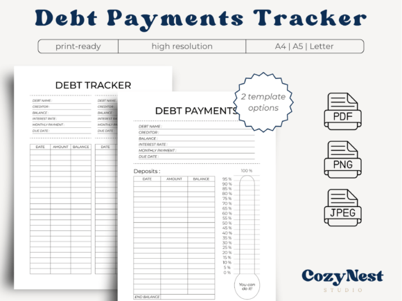 Download Debt Payments Tracker Printable Digital - Digital Collection