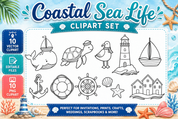Download Coastal Baby Digital Stamp Clipart PNG - Digital Collection